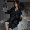 Women’s Sweet Sexy Boyfriend Style Pajama Set Summer Ice Silk Lightweight Breathable 3/4 Sleeve Top and Shorts Loungewear