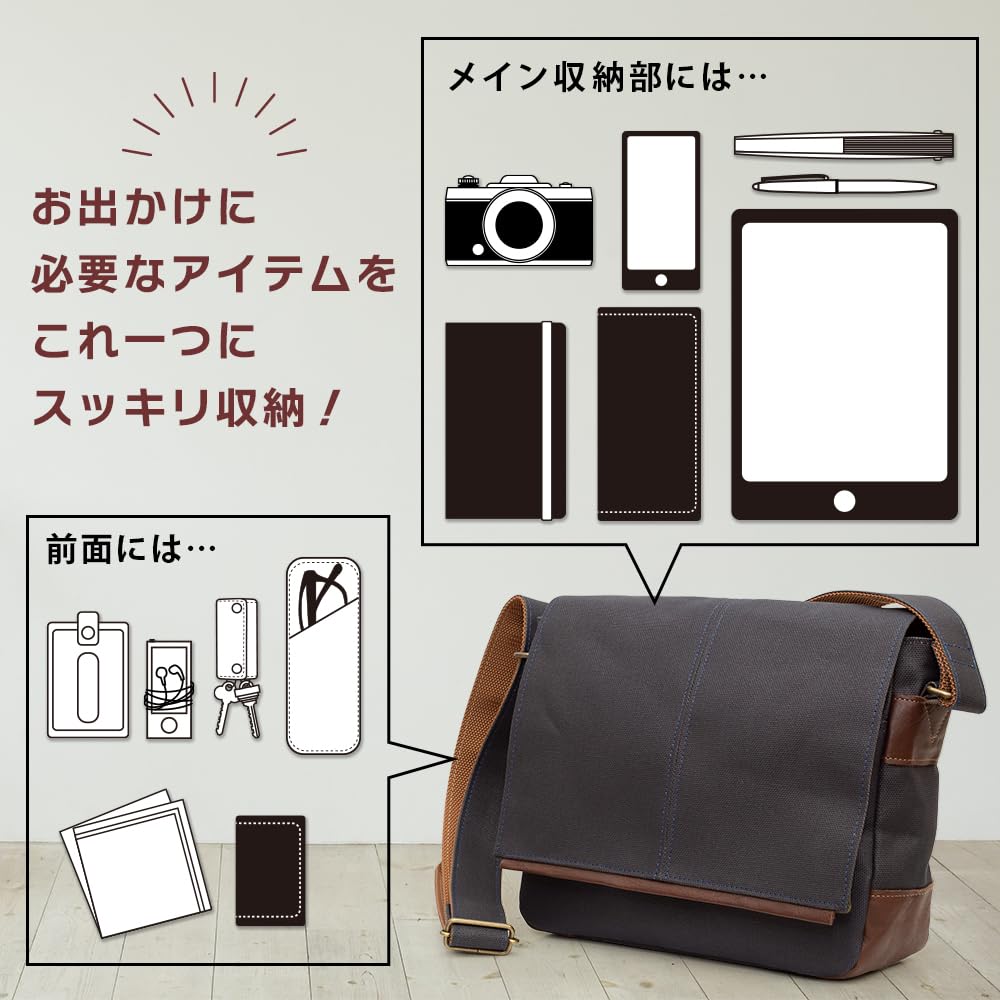 creare Kiki Shoulder Bag for Men and Women, Lightweight, Crossbody, Made in Japan, IndigoPersimmon Tannin Dyed Canvas and Leather, Medium Flap