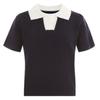 Shop   Women Cable Knit Short Sleeve Top Color Block Sora Bom Wkn 11885