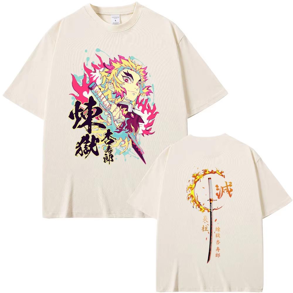 

Anime Character T-shirt Unisex Cartoon Rengoku Kyoujurou Graphic Tshirt Summer Men Women Fashion Trend T Shirts Streetwear 4XL