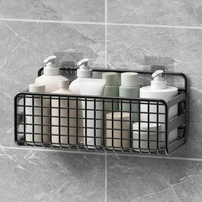No Drill Bathroom Storage Basket Metal Grid Hanging Shower Rack Portable Cosmetic Basket Bathroom
