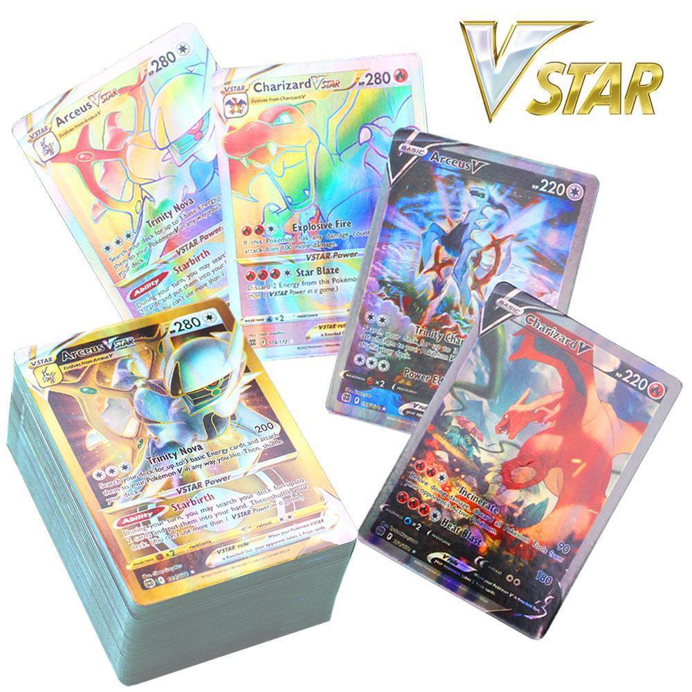 

100Pcs Pokemon Cards Shining VSTAR GX EX VMAX MEGA TAG TEAM Energy Trainer Charizard Pikachu Collection Battle Card I03 30PCS - MEGA