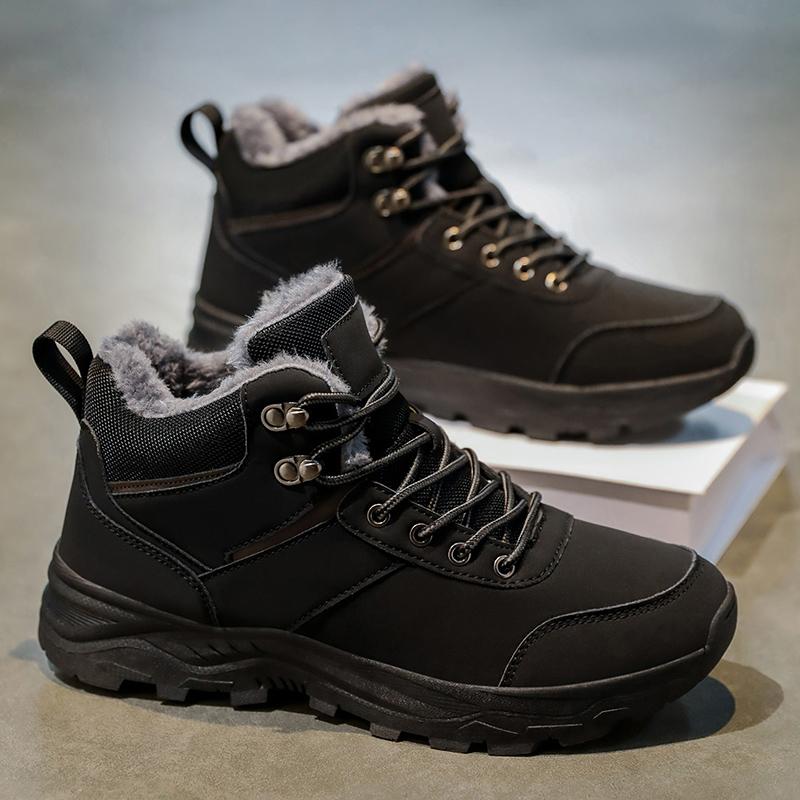 TUINANLE Ghete de iarnă pentru bărbați, călduroase, izolate, pantofi de drumeție, ghete de zăpadă pentru exterior, antiderapante, de înaltă calitate