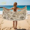 Asciugamano da Spiaggia Lism Mappa del Mondo Vintage, Stampa Bussola Vela Nautica, Asciugamano Assorbente Asciugatura Rapida per Spiaggia Piscina Vacanze