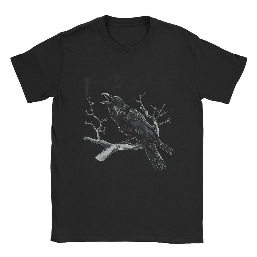 F Caw F Black Bird T-Shirt Beach  Cotton T Shirts For Men's Harajuku Print Tshirt Short Sleeve Classic Top Tees