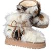 Fashion Bow Bead Fur Platform Women Ankle Snow Boots Flats Plush Cotton Shoes Woman Brand Winter New Trend Warm Casual Shoes Botas Mujer
