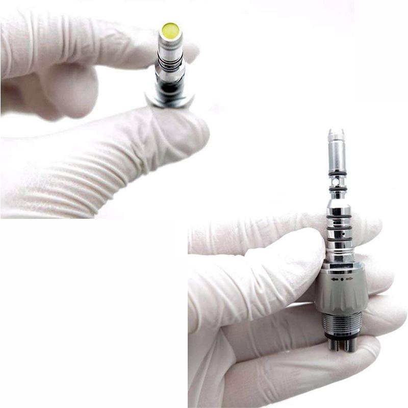 Niceden Dental Standard Head Air Turbine Handpiece High Speed Stainless Body K-Type Quick Coupler with Optic Light for FG Burs2/4/6 Hole