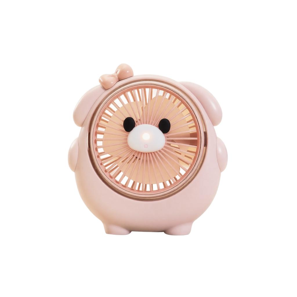 USB Rechargeable Desk Fan with Puppy Design for Home and Use