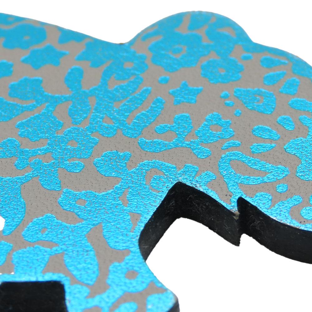 Used HERMES Bag Charm Silver925/leather Blue Gray Elephant Motif