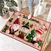 Visual Velvet Christmas Door Mat with Santa Claus Reindeer Patterns Floor Mat for Home Entrance Decor Adding Festive Joy