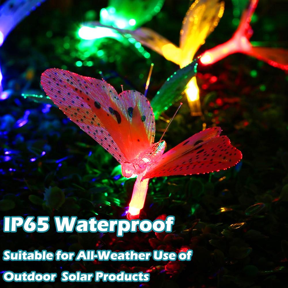 Solar String Lights 12 LED Color Butterfly Fairy Lights Waterproof 2 Modes Holiday Lights Outdoor Garden Yard Party Decoration