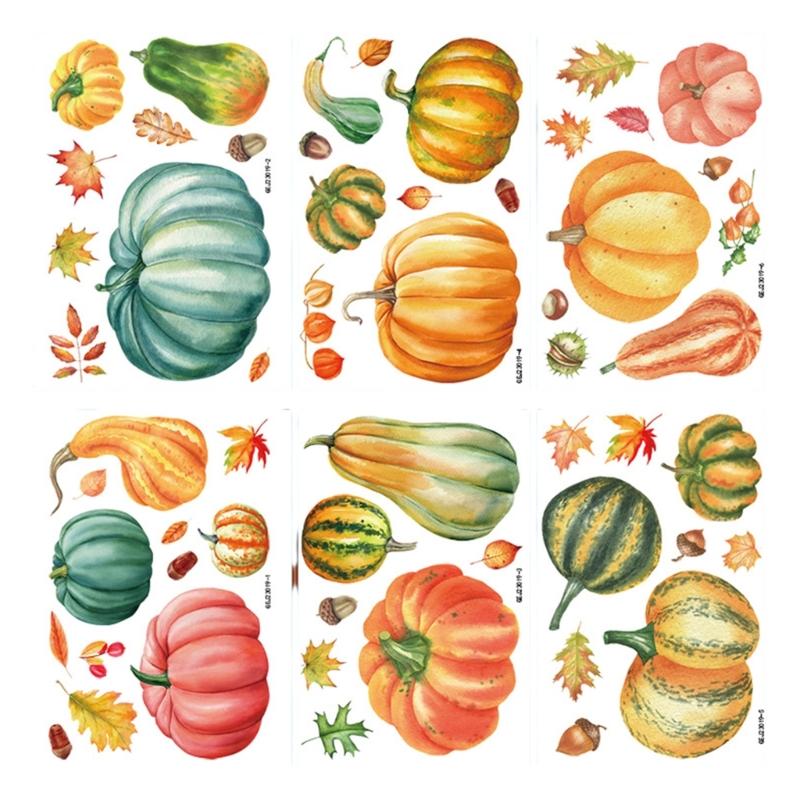 6PCS Fall Window Cling Plastic For Living Room Bedroom Seasonal Decoration