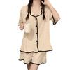 YunXiozy Star Pajama Short Lightweight Dotted Open Women's Set, Loungewear, Sleeves, Fabric, Front, Comfortable, Sweat-Wicking, Breathable,