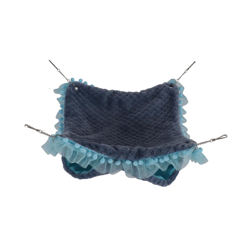 Double Layer Small Pet Swing Hammock Small Pet Double Plush Hammock for Ferret Hamster Parrots Guinea PigBlue