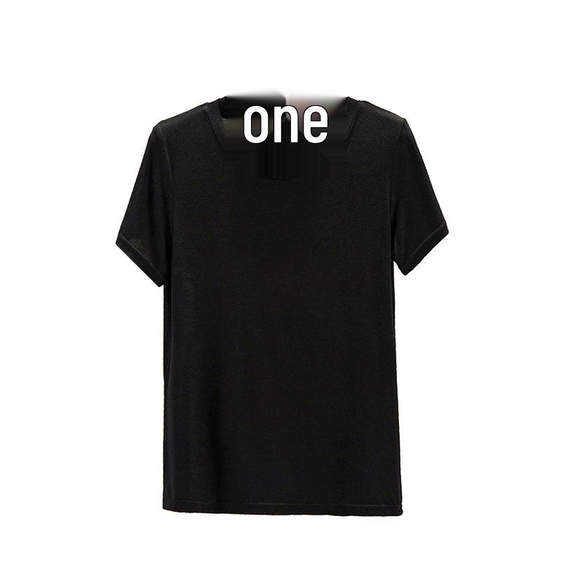 Camiseta Modal de Cor Sólida Feminina - Manga Curta Básica de Verão