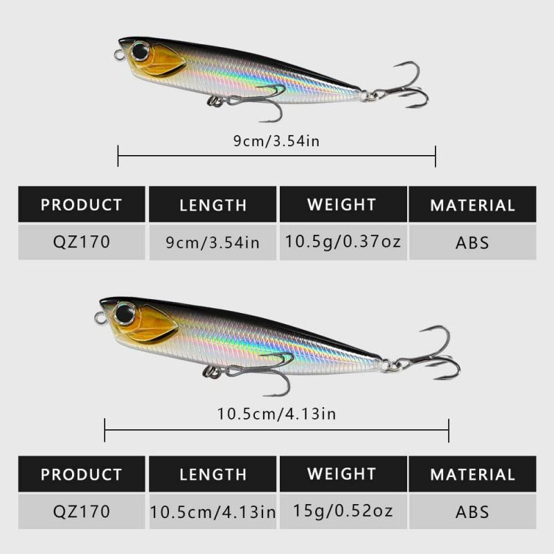 5pcs Topwater Popper Lure Set Small Game Fishing - 9cm 10.5cm ABS Floating Surface Walker