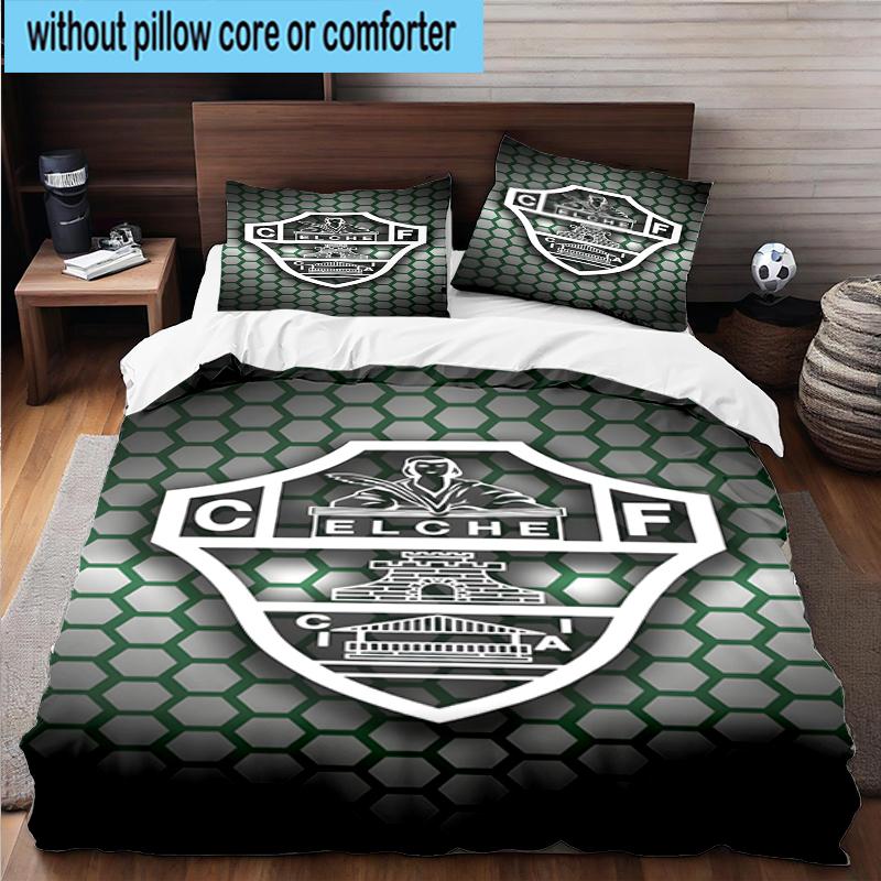 3PCS Football Elche Crest Design Bedding Set,Including 1pc Duvet Cover And 2pcs Pillowcases Perfect for Bedroom, Dormitory, Fan Christmas gift