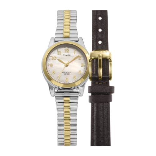 

TIMEX MAIN STREET BOX SETS Wristwatch with Pearl Dial, Stainless Steel, Mineral Glass, Quartz Movement, 38mm, American Brand, TWG063400, Unisex, Gold