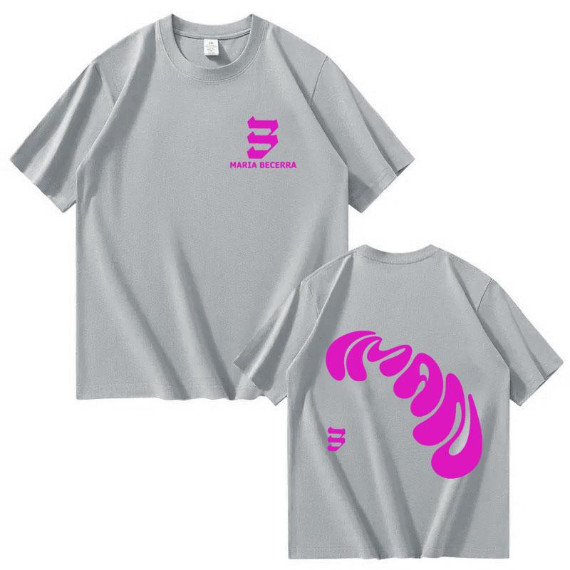 Hot-selling Singer Maria Becerra's Signature T-shirt Streetwear for Men and Women, 2025 Summer, 100% Pure Cotton Printed T-shirt