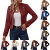 Damen Casual Business Langarm Jacke mit Frontöffnung Slim Fit Cropped