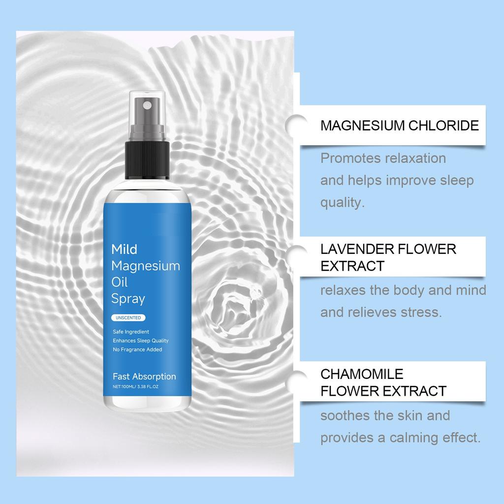 Organic Magnesium Oil Spray Fast Absorbent Promotes Calm Sleep And Relaxation 100ml