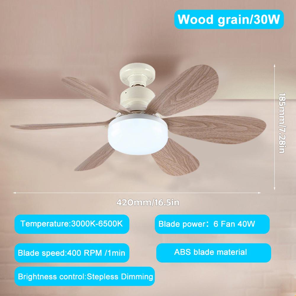 E26 E27 Base Home-use LED Ceiling Fan Light Wireless Remote Smart Fan Light 42cm 52cm Ceiling Fan for Room Office Study Kitchen