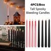 4 Pack Spooky Blood Drip Party Black Tapered Candlesticks Home Decoration Candle Set Halloween 2 Colors