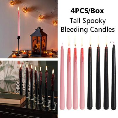 4 Pack Spooky Blood Drip Party Black Tapered Candlesticks Home Decoration Candle Set Halloween 2 Colors