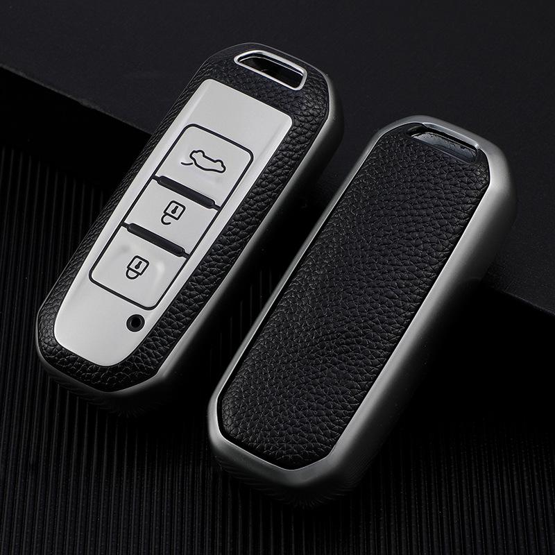 Baojun Car Key Case: 730, 200E100, 560, 530, 630 Leather Pattern Protective Shell with Buckle for Women