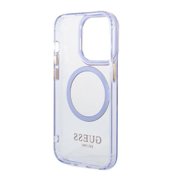 Guess Guhmp14Xhtcmu Iphone 14 Pro Max 6,7 Purpurowy/Purple Hard Case Gold Outline Translucent Magsafe