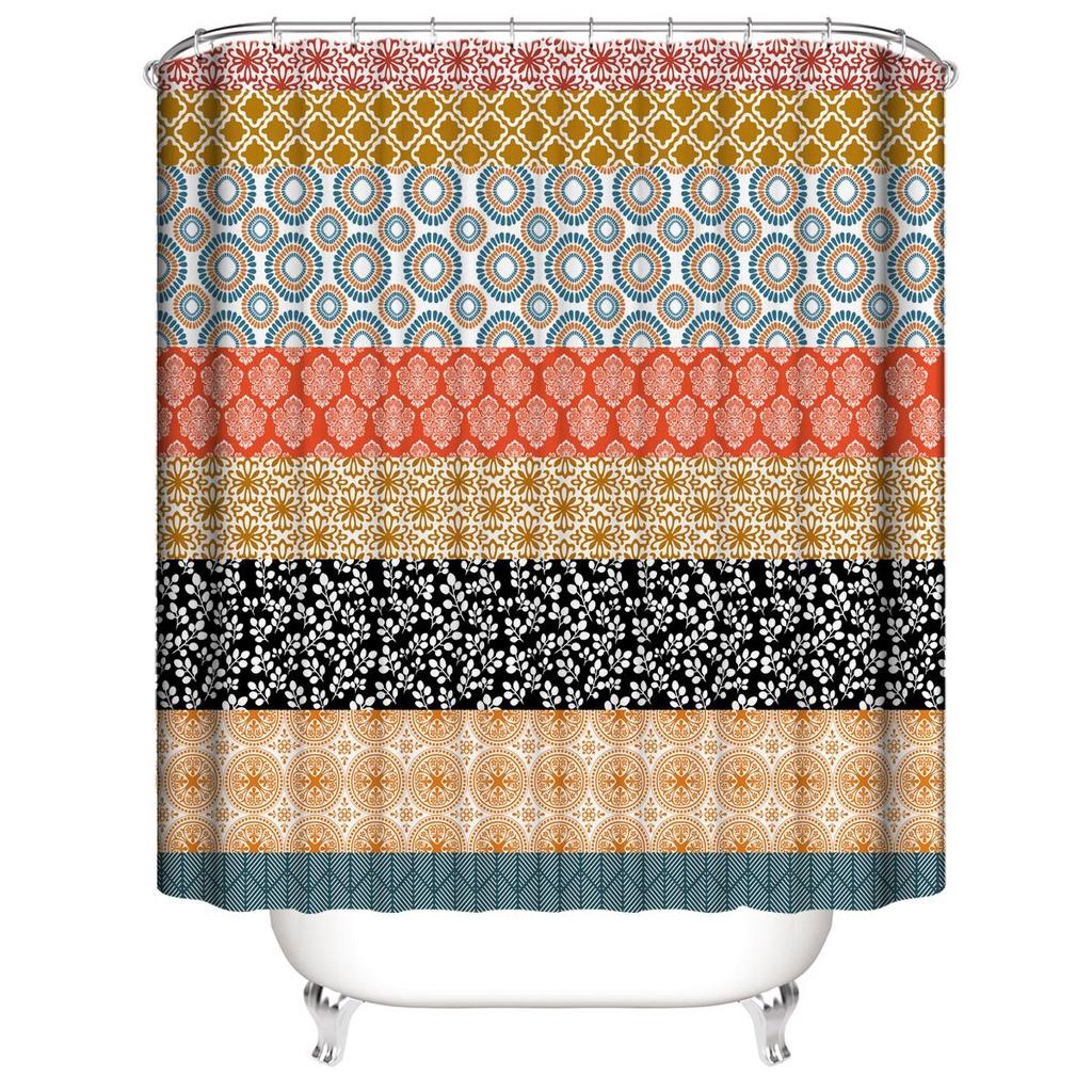 Colorful Bohemian Dinosaur Stone 3d Digital Printing Waterproof Polyester Shower Curtain For Vibrant Bathroom Decor