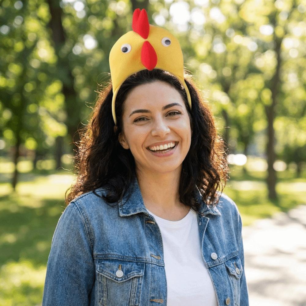 Accessoire de tête Poussin Dessin Animé Bandeau Nouveauté 3D Accessoire de Tête Unique Fête Bandeau Tête de Poulet Festival
