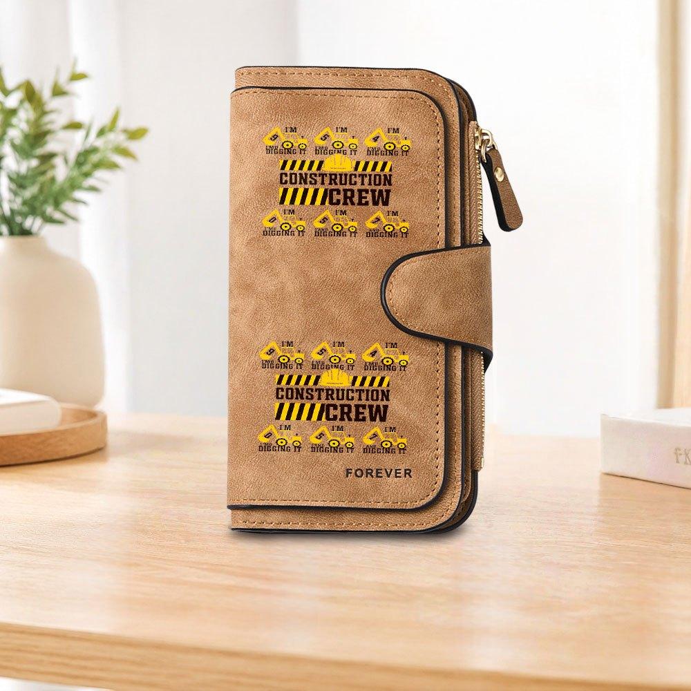 Construction Worker's Large Zipper Wallet, Large Capacity Card Holder, Unisex Clutch Bag, Fashionable Zipper Coin Purse, Suitable for Daily Use, A