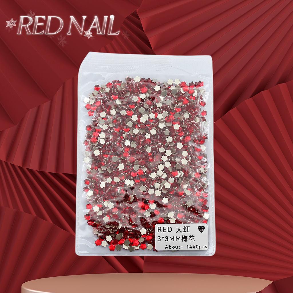 Pachet întreg de Crăciun de Anul Nou, mic, mare, roșu, fund plat, formă specială, diamant, artă pentru unghii, ornament pentru unghii, diamant roșu în formă specială
