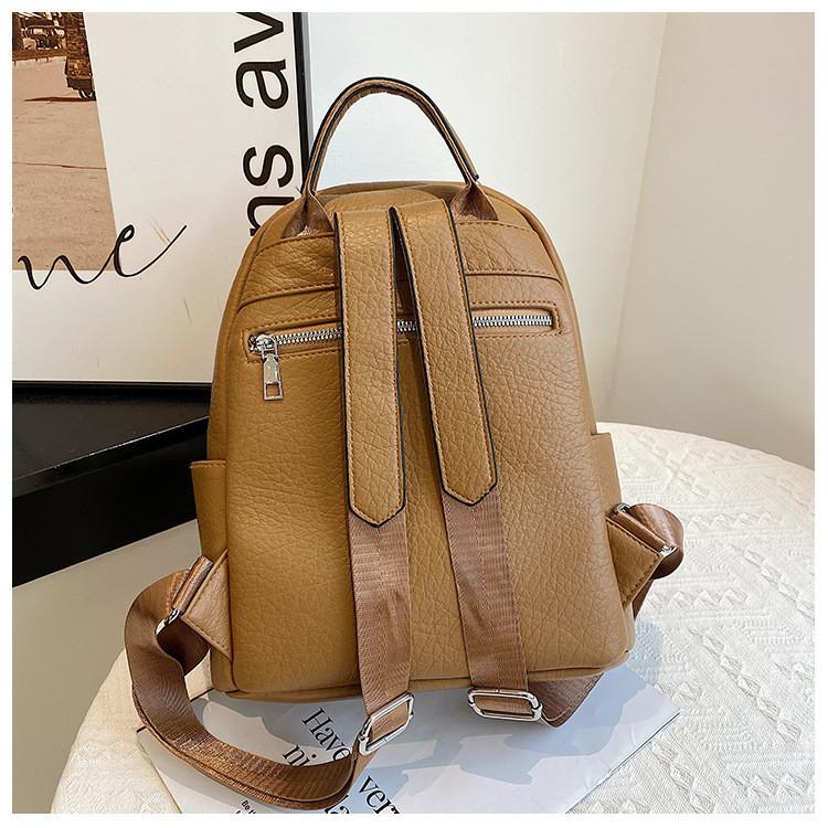 IELGY Backpack, High-quality Soft Leather Texture Simple Korean Version of Fashion Leisure Travel Backpack