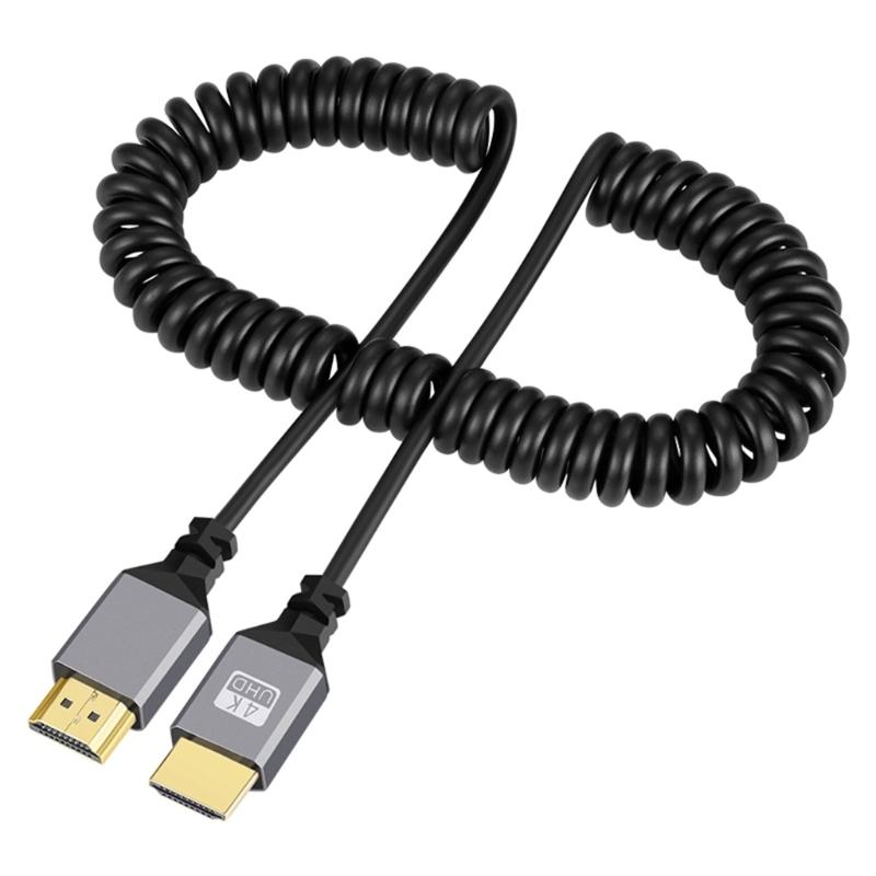 HDMI-compatible 4K Coiled Cable, HDMI-compatible 2.0 Version High Speed Cable, Male to Male Adapter Spring Spiral Cord