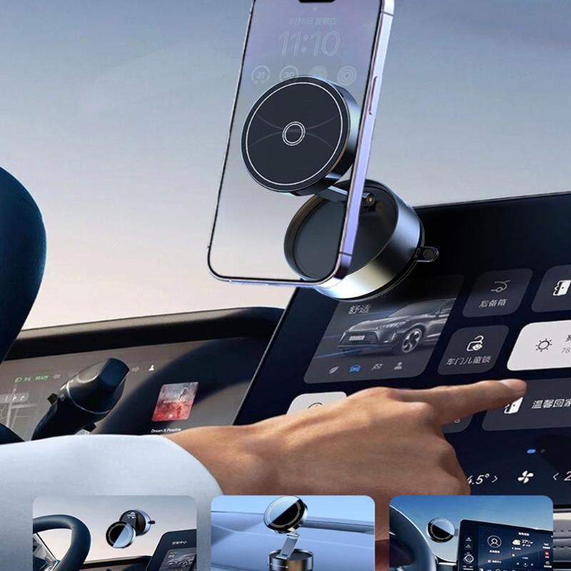 Portable Secure Magnetic Car Phone Bracket Holder with Vacuum Suction for Navigation Video Calls Safe Driving Experience