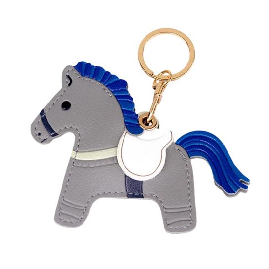 

Keychain Pendant Cartoon Horse Shape Key Holder Imitation Leather Access Control Card Holder Bag серый