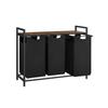 VASAGLE Laundry Basket, Laundry Hamper, Laundry Sorter with 3 Pull-Out and Removable Bags, 1 Storage Shelf, 38L Capacity per Bag, for Bathroom