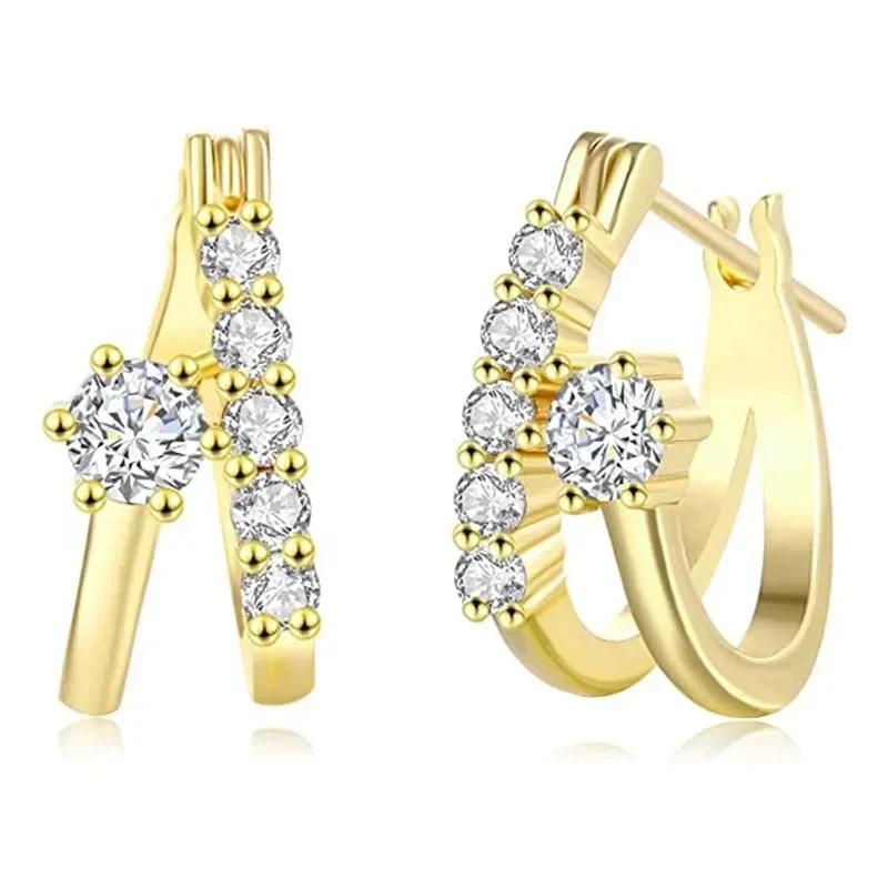 

Gold Color Cross Hoop Earrings for Women 2026 New Simple Stylish Modern Trendy Female Zircon Dropshipping