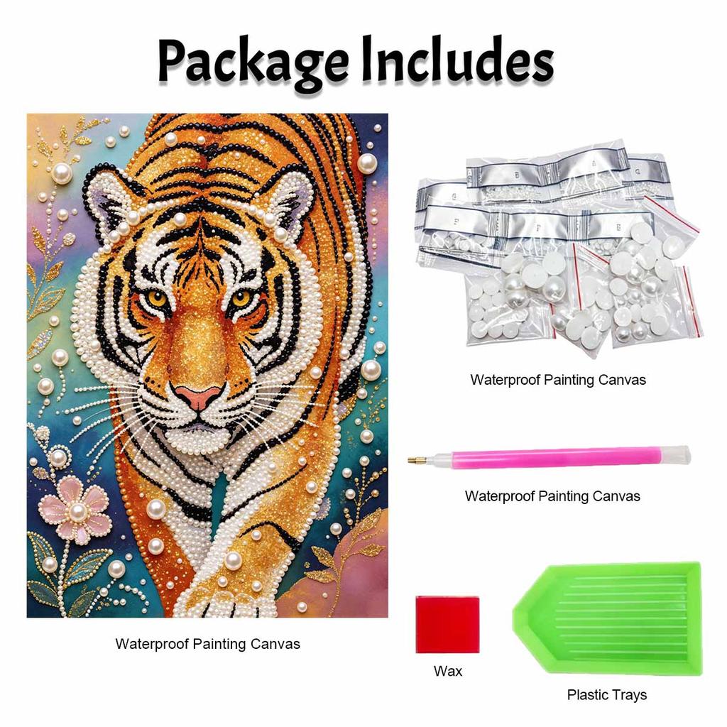Majestic Tiger Pearl Kit 5D DIY Rhinestone Art Craft for Home Desktop Decoration Relaxing Handmade Gift