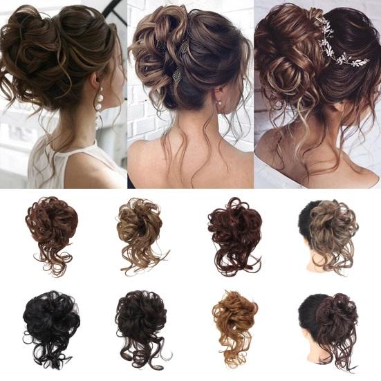 Messy Bun Wig Hair Tie Elastic Fluffy Natural Silky High Temperature Fiber Hair Extension Women Girls Tousled Updo Faux Hairs Hairpiece
