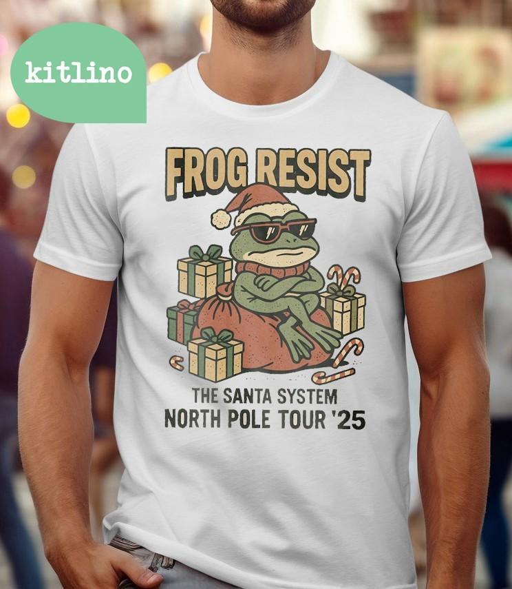 Portland Frog Resist Frog Merry Christmas 2025 Unisex T-Shirt S