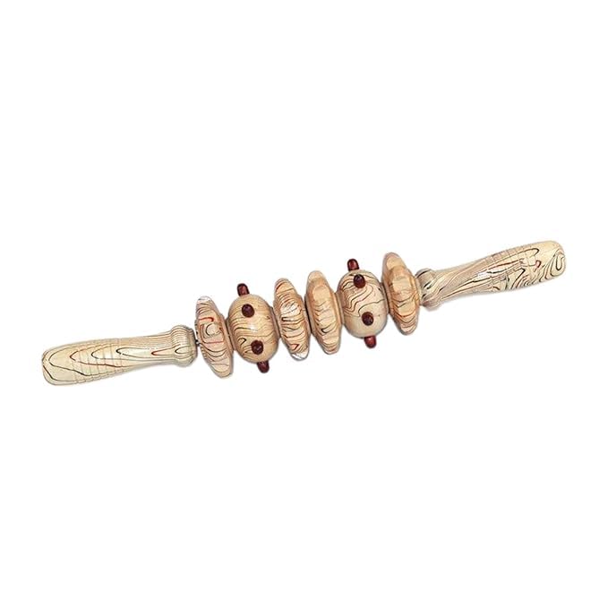 Kruvad Wooden Massage 6 Roller Stick Gua Sha Tool – Wood Therapy Scraping Massager for Back, Neck, Shoulder, Belly – Manual Body Pain Relief & Mu