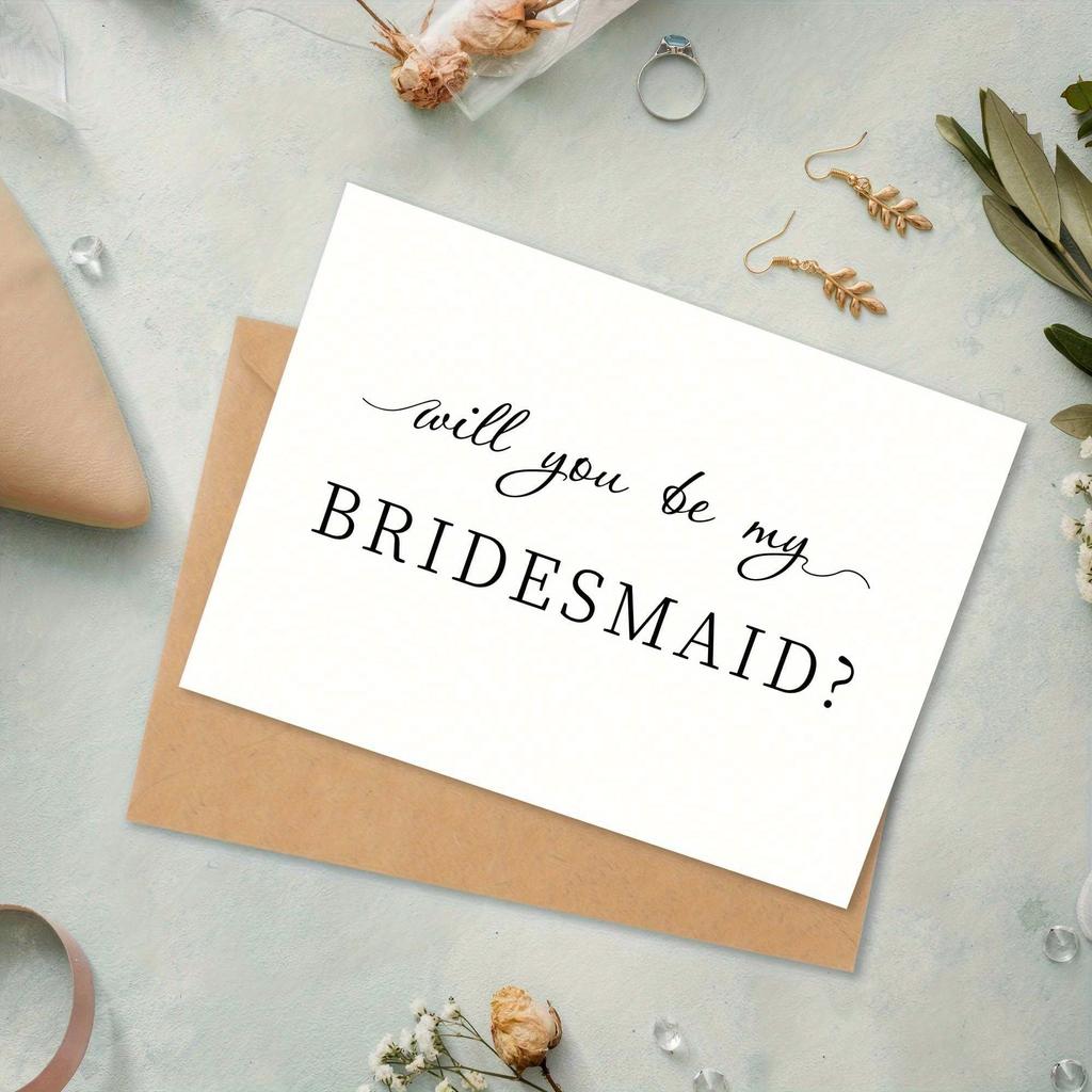 1pc Enchanting Bridesmaid Proposal Card - Heartfelt Invitation & Timeless Memento For Weddings Or Engagements - A Thoughtfully Designed Keepsake