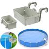 Poolside Storage Basket Above Ground Pool Basket with Water Cup Holders Hanging Pool Organizer Hook Swimming Pool Storage Basket