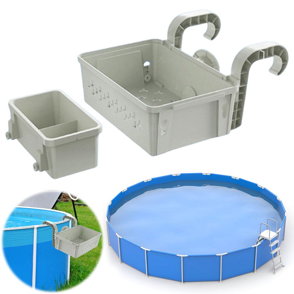 Poolside Storage Basket Above Ground Pool Basket with Water Cup Holders Hanging Pool Organizer Hook Swimming Pool Storage Basket