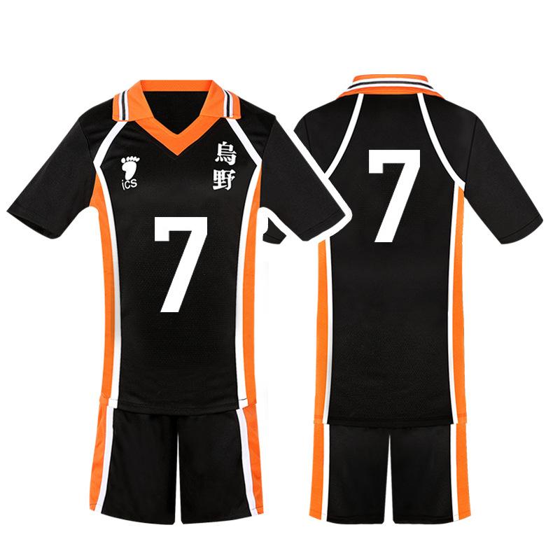 Departamento de voleibol universitario conjunto de tops de manga corta y pantalones cortos de voleibol ropa de cosplay de animación de dibujos animados