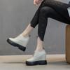 Fashion 11CM Genuine Leather Platform Wedge Sneaker Women Shoes Hidden Heels Women Ankle Boots Autumn Spring Winter plush Warm Boots