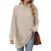 Autumn and Winter Women's Blouse Solid Colour Half-high Neck Long Sleeve Loose Pocket Tops